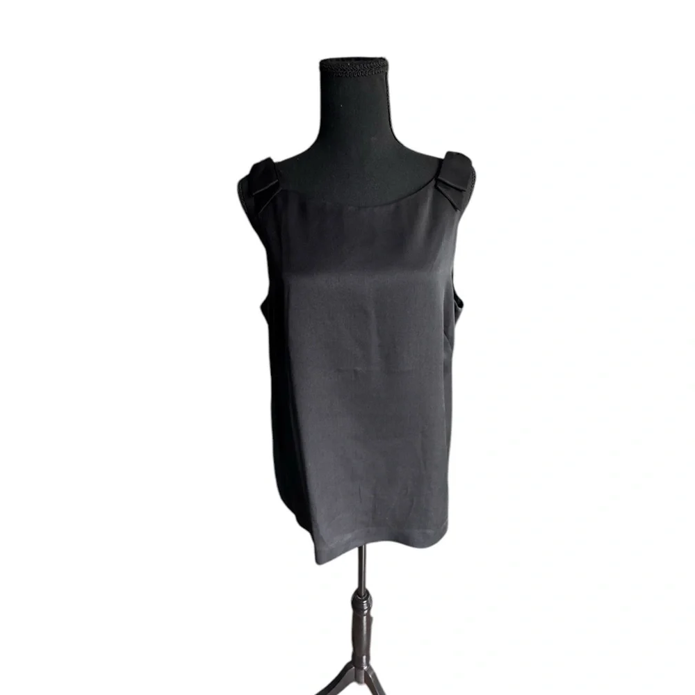 Vineyard Vines 100% Silk Black Bow Strap Tank Top Size 14 NWT G12 - Picture 1 of 10